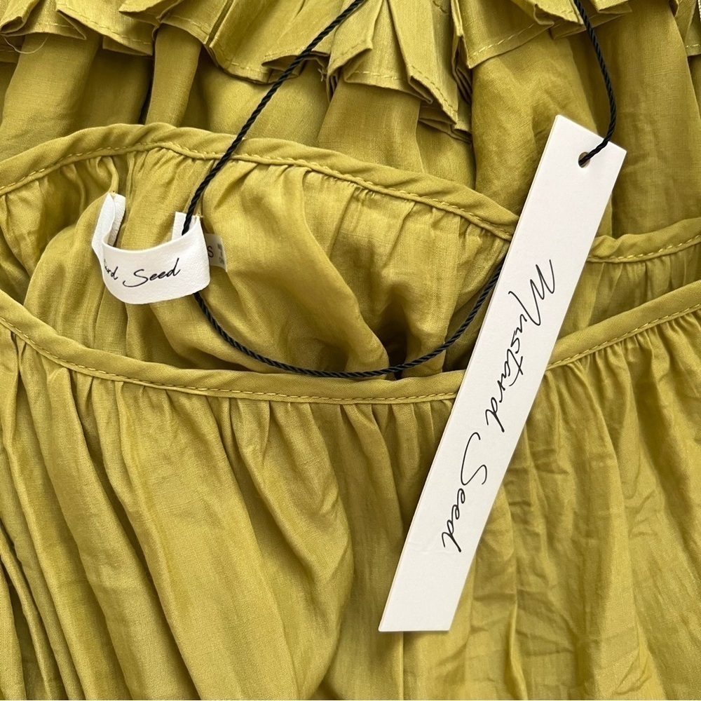 NWT Mustard Seed Citron Pleated One Shoulder Dress S - Picture 7 of 9